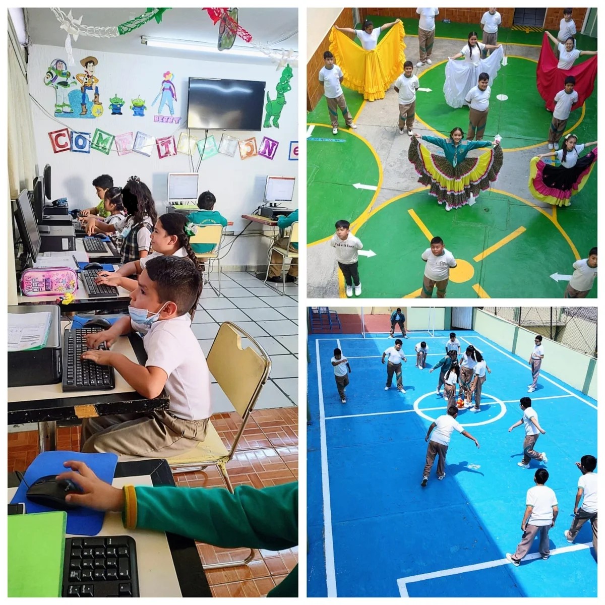 Docente guiando a estudiantes 